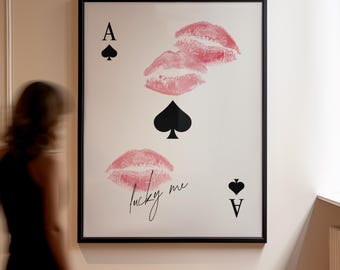 Ace of Spades Lips Art Print, Retro Casino Decor (Digital Download)