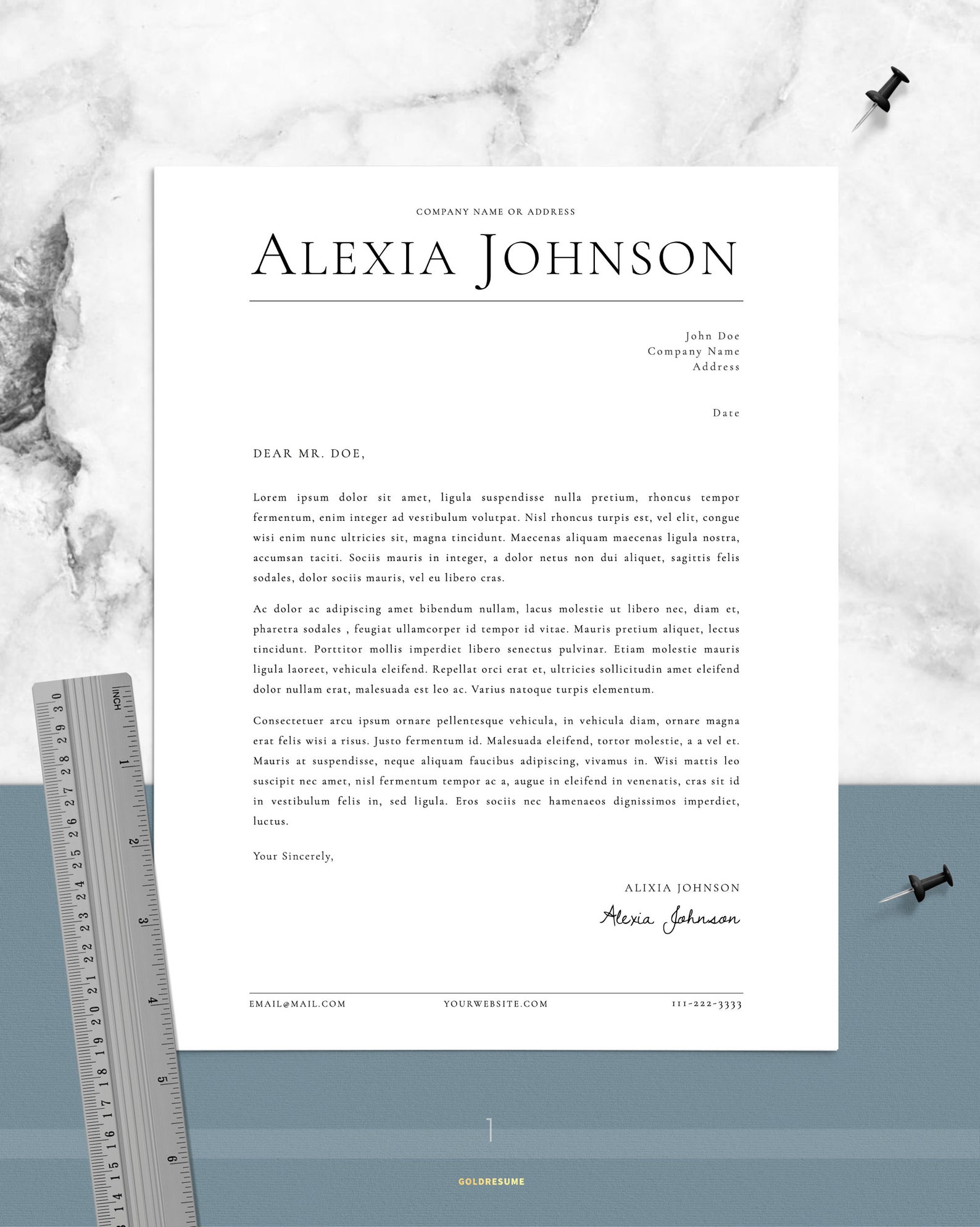 Elegant Letterhead Template for Word and Pages, Custom Letterhead