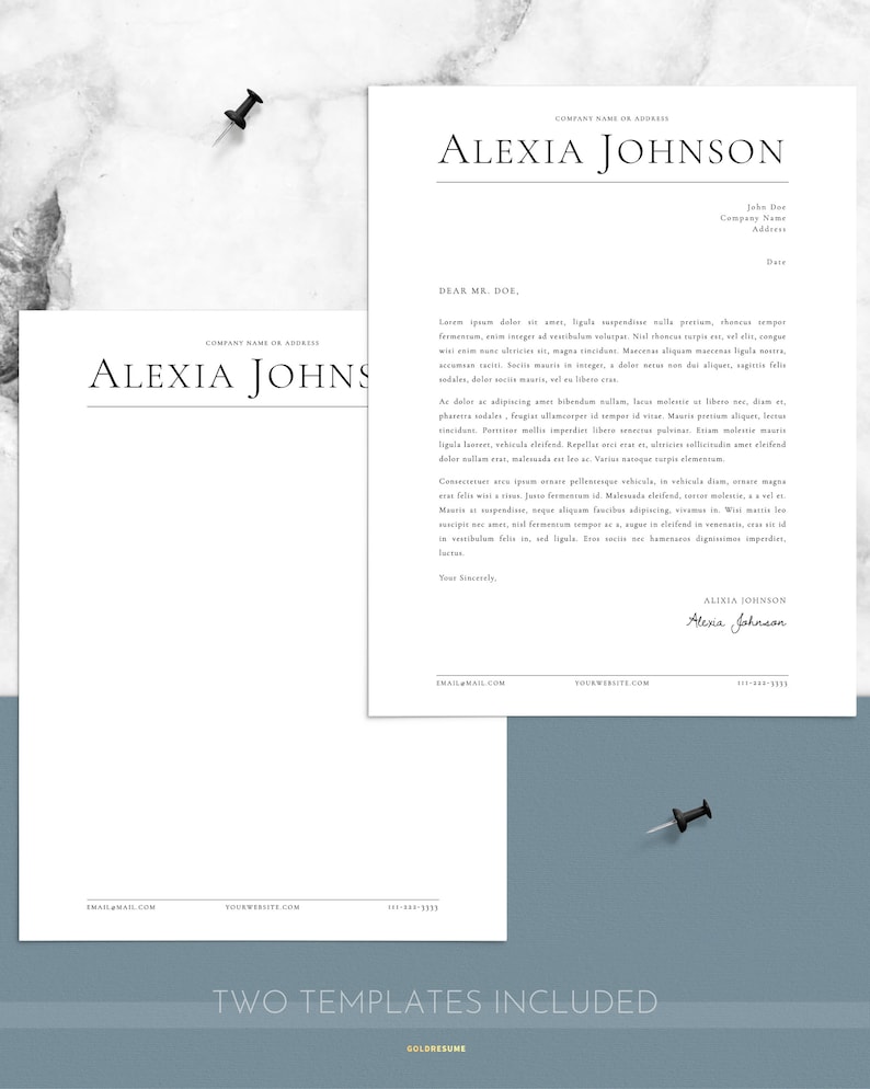 Elegant Letterhead Template for Word and Pages, Custom Letterhead