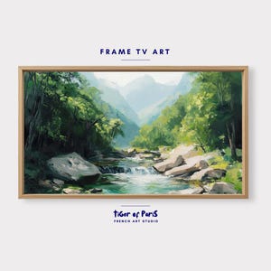 Samsung Frame TV Art - Mountain River Landscape, Digital Download, Nature Wall Art - 16:9