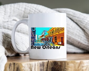 New Orleans Mug - 11 oz Coffee Mug - Gifts for Him - Gifts for Her - New Orleans - NOLA - Retro - Travel