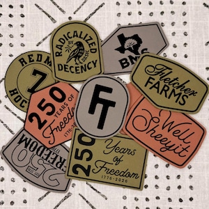 Custom Leather Patches - Business Logo - Personalized - Brown Leather Patch - With Adhesive - Iron On Patch