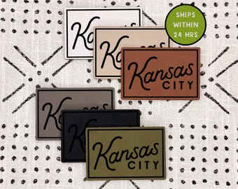 Kansas City Hat Patch - Kansas City - KC - With Adhesive - Heat Activated - Leatherette - Hat Bar