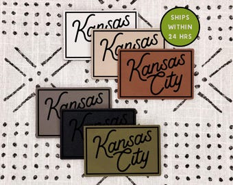 Kansas City Hat Patch - Kansas City - KC - With Adhesive - Heat Activated - Leatherette - Hat Bar