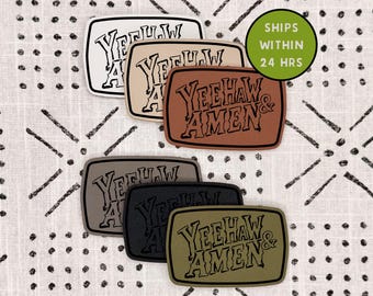 Funny Patch - Yeehaws - Hellnaws - With Adhesive - Heat Activated - Leatherette - Funny - Hat Bar