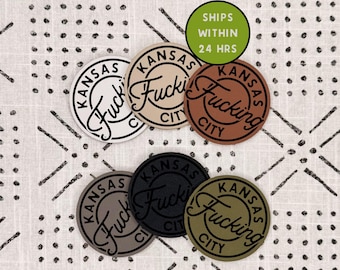 Kansas City Hat Patch - Kansas F***ing City - KC - With Adhesive - Heat Activated - Leatherette - Hat Bar