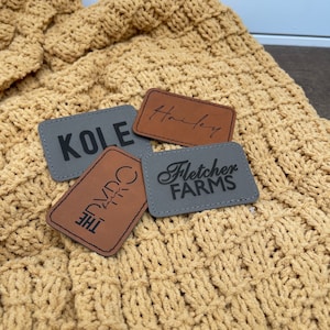 Custom Leather Patches - Business Logo - Personalized - Brown Leather Patch - With Adhesive