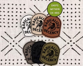 Radicalized by Basic Decency Patch - With Adhesive - Heat Activated Patch - Leatherette - Political