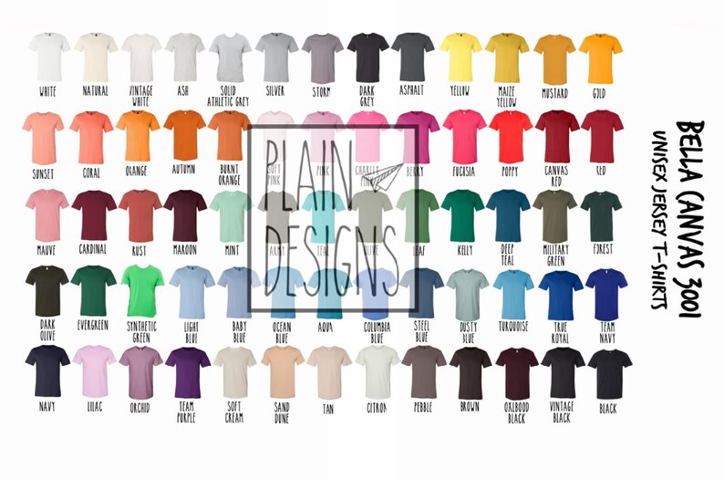 Download Bella Canvas Color Chart Bella Canvas 3001 Color Chart Digital Download Design Templates Paper Delage Com Br