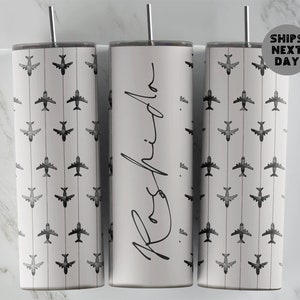 MATTE Travel Tumbler - 20 oz Skinny - Pilot - Aviation - Flight Attendant - Travel Tumbler - Airplanes