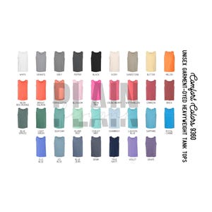 Comfort Colors 9360 Color Chart - 9360 Color Chart - 9360 SVG - 9360 JPEG - Comfort Colors Tank Tops