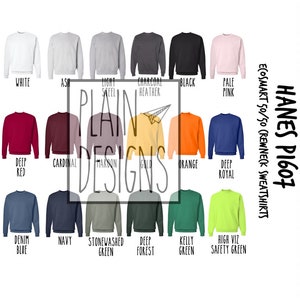 Size Chart Hanes Ecosmart Crewneck Etsy