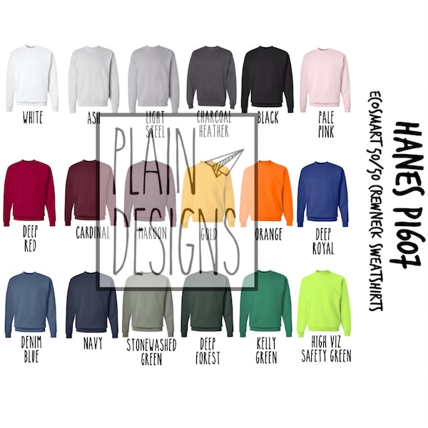 Hanes P1607 Ecosmart Sweatshirt Size Chart Etsy