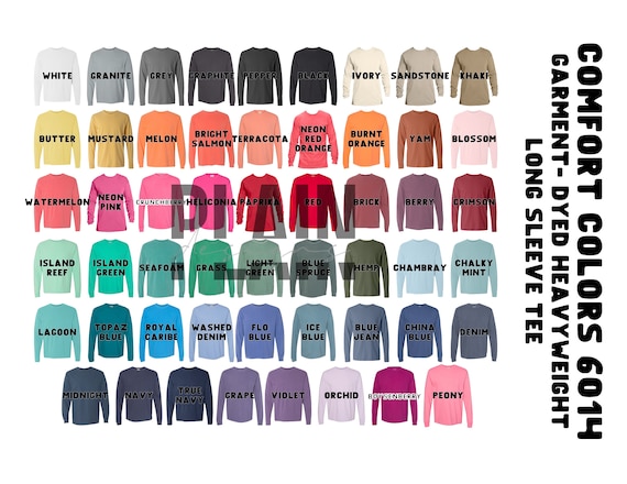 Comfort Colors 6014 Color Chart DIGITAL DOWNLOAD Comfort Colors