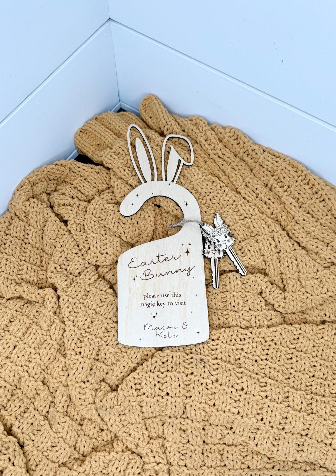Easter Key Personalized Easter Bunny Key Sign - Easter Door Hanger - Keys for the ...