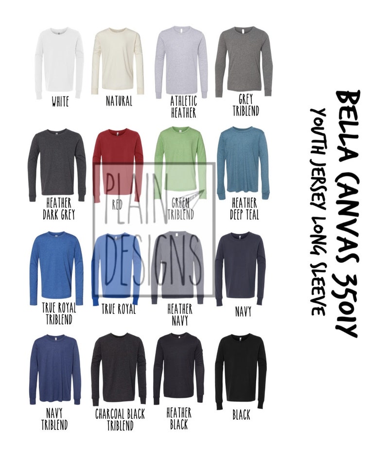 Paper Party Supplies Digital Download Bella Canvas Color Chart Bella Canvas 3501y Color Chart Graphic Design