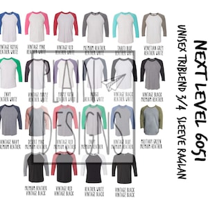 Next Level 6051 Color Chart - *DIGITAL DOWNLOAD* - Next Level- 3/4 Sleeve Raglans