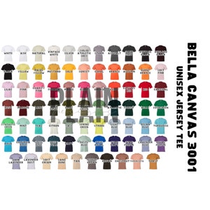 Carta de colores Bella Canvas 3001 - *DESCARGA DIGITAL* - Carta de colores Bella+Canvas - ACTUALIZADO - 2022