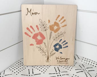 Mother's Day Handprint Sign - Personalized Mother's Day Gift - Gifts for Mom - Gifts for Grandma - Mother's Day Gifts - Handprint Gifts