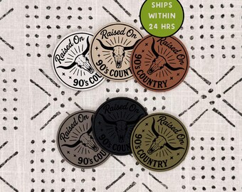 Funny Patch - Raised on 90s Country - With Adhesive - Heat Activated - Leatherette - Funny - Hat Bar