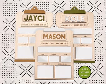 Personalized First/Last Day Picture Sign - Back to School Picture Board - Back to School Sign - Milestone Sign - Back to School Gift