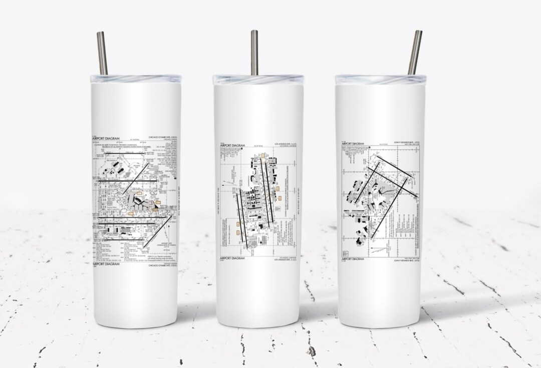Airport Tumbler 20 Oz Skinny Airport Diagram Aviation Etsy