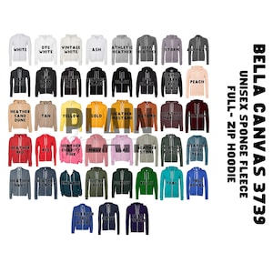 Bella Canvas 3739 Color Chart - *DESCARGA DIGITAL* - Bella Canvas Color Chart - Full Zip Hoodie