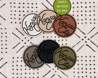 Kansas City Hat Patch - Kansas City - KC - With Adhesive - Heat Activated - Leatherette - Hat Bar