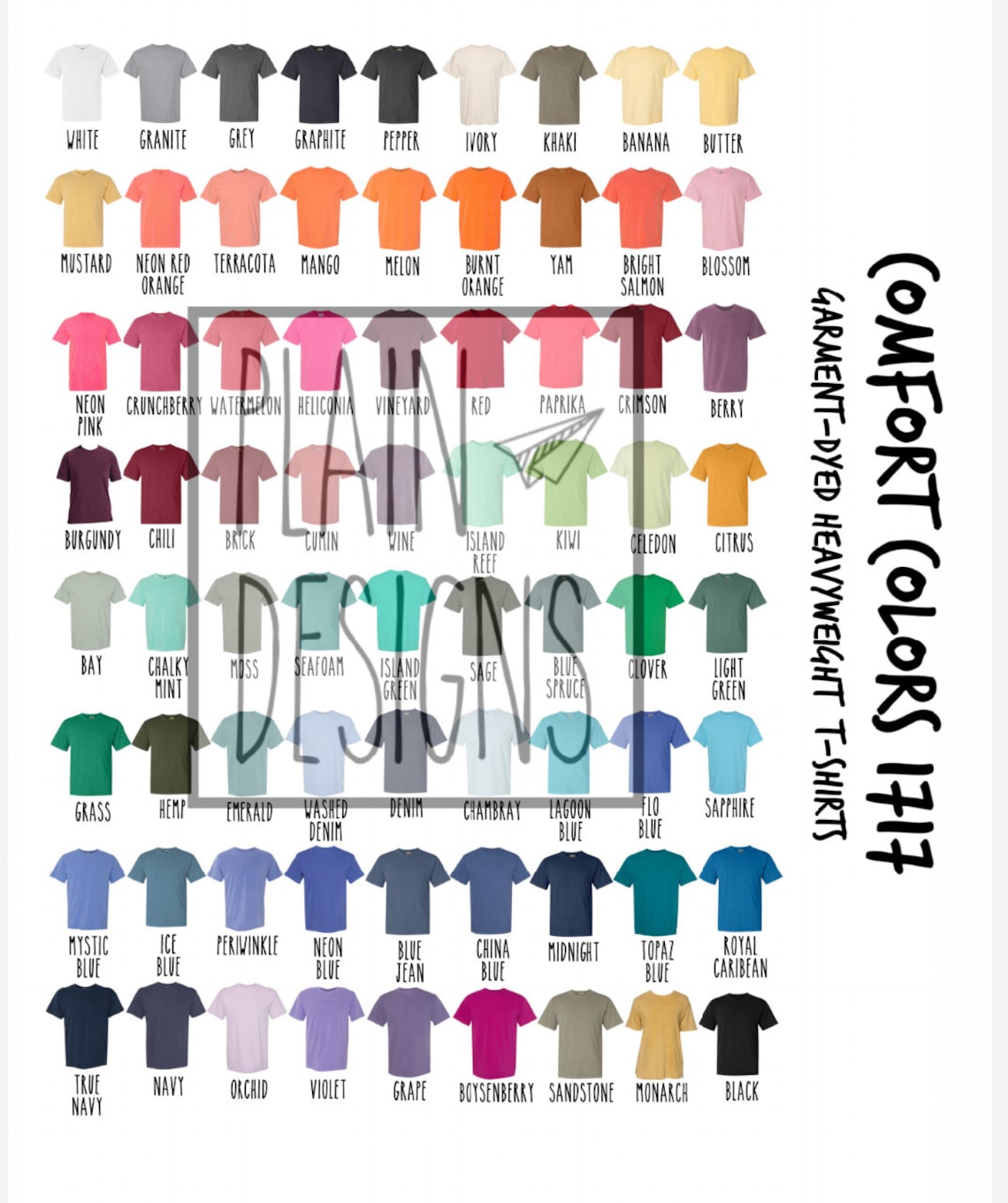 Comfort Colors 1717 Color Chart DIGITAL DOWNLOAD Comfort | Etsy