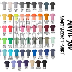 Anvil 980 Color Chart - *DIGITAL DOWNLOAD* - Anvil Color Chart - Short Sleeve T-Shirts