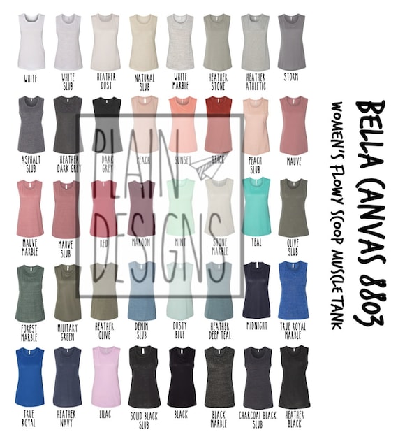 Bella Canvas 8803 Color Chart *DIGITAL DOWNLOAD* Bella+canvas