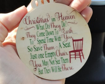 Christmas in Heaven wooden ornament