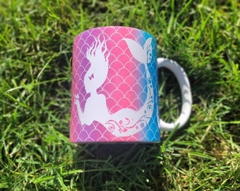Mermaid coffee mug, be a mermaid, make waves, colorful mermaid