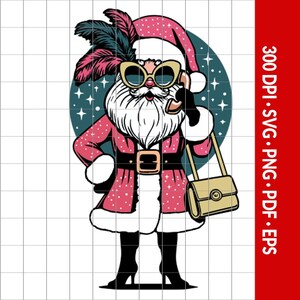 Santa svg, lustiger Weihnachtsmann svg, lustiges Weihnachtshemd svg, Weihnachten svg, lustiger Weihnachtsmann svg - Sechs Optionen verfügbar Farbe und Schwarzweiss