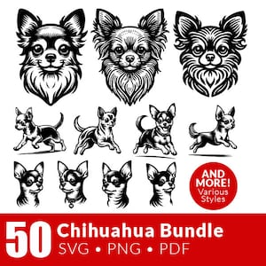 50 Chihuahua SVG, Chihuahua Silhouette, Chihuahua Bundle SVG, SVG Cut Files, Chihuahua Clipart Bundle, Chihuahua Cut File- Dog Svg png pdf