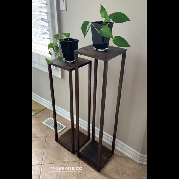 Wood Modern Rectangle Stand | Geometric Vase | Tall Stand | Four Rod Stand | Plant Vase | Wood Riser | Wedding Centrepiece