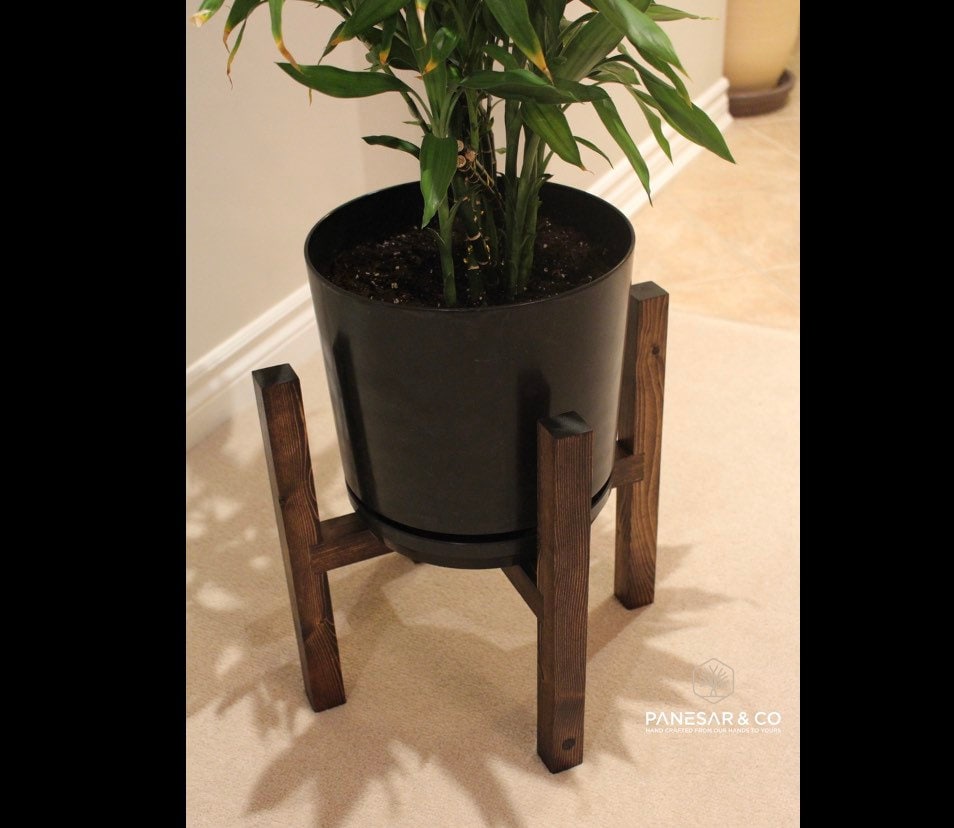 Solid Walnut Modern Rectangle Stand Geometric Vase Tall Stand Four Rod  Stand Plant Vase Wood Riser Wedding Centerpiece 
