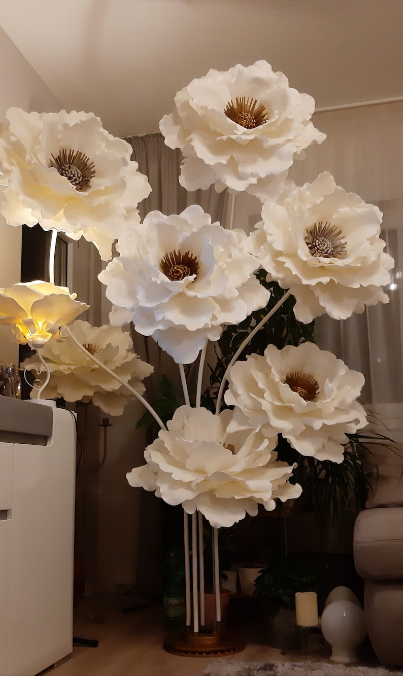5 pins Giant flower Stand for Large Paper Flowers Giant Stem Etsy