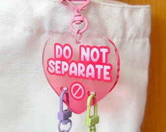 Do Not Separate Acrylic Carabiner Heart Keychain Charm Holder