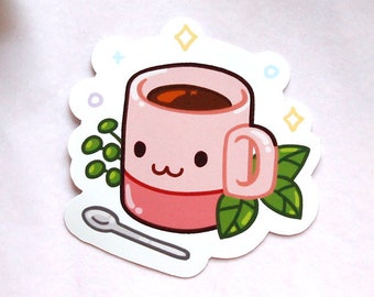 Coffee Mug Sticker | Die Cut Vinyl Sticker | Kawaii Sticker