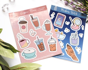 Kiss Cut Sticker Sheet Pack | Coffee Stickers | Modern Witch Stickers | Sticker Sheets