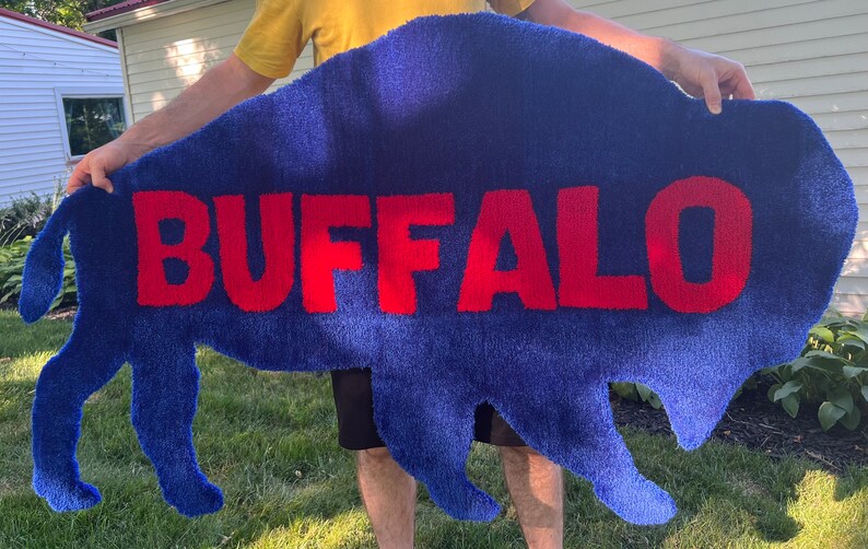 Fake Buffalo Rug Handmade Buffalo Rug Buffalo Bills Home Decor Bills Rug Bills Mafia ...