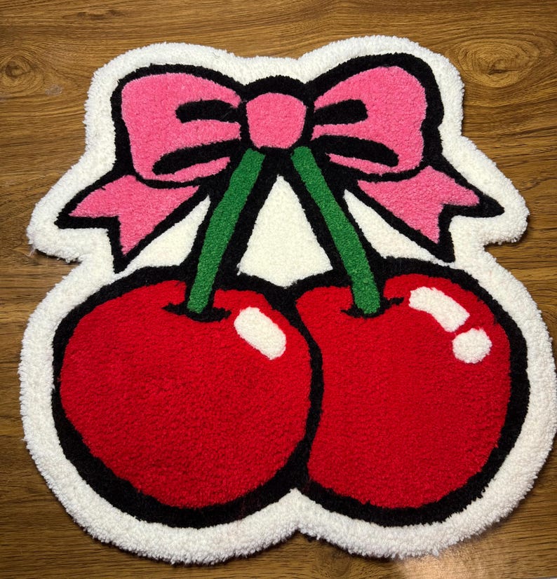 Handmade Cherry Bow Tufted Rug - Etsy