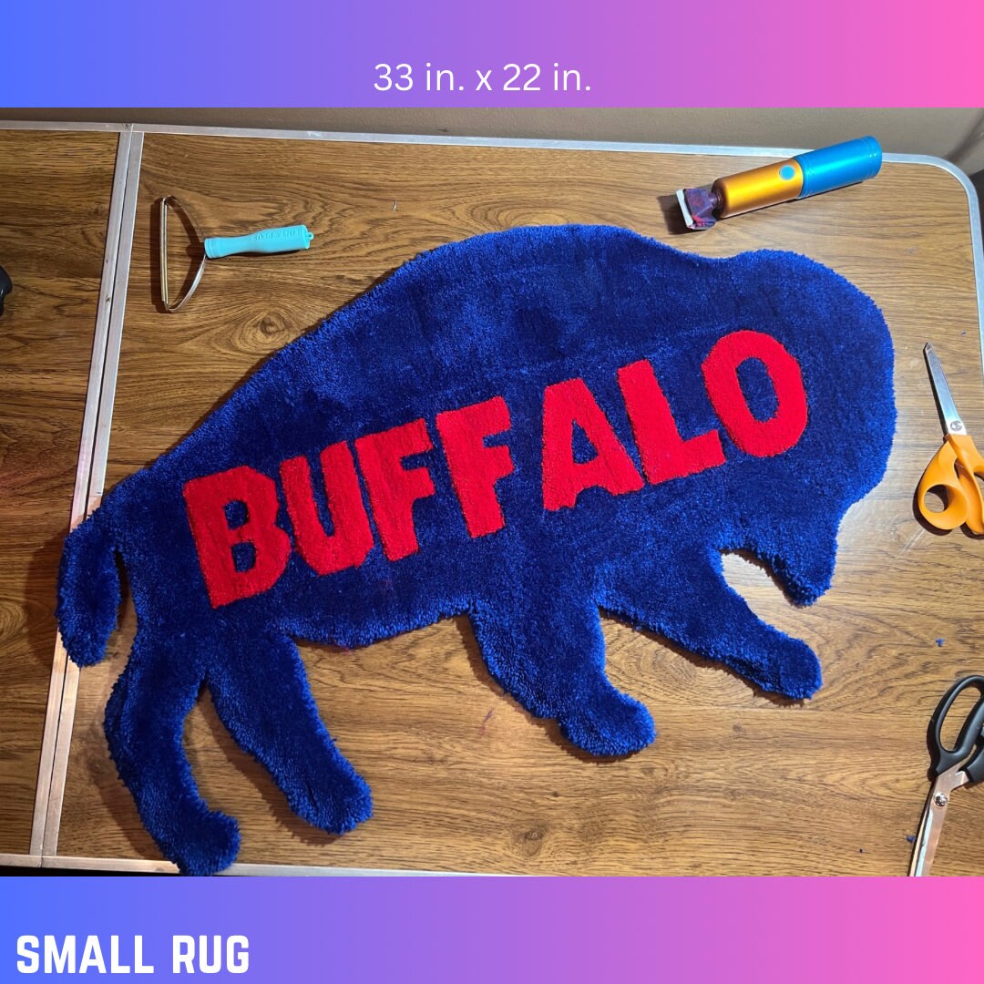 Fake Buffalo Rug Handmade Buffalo Rug Buffalo Bills Home Decor Bills Rug Bills Mafia ...