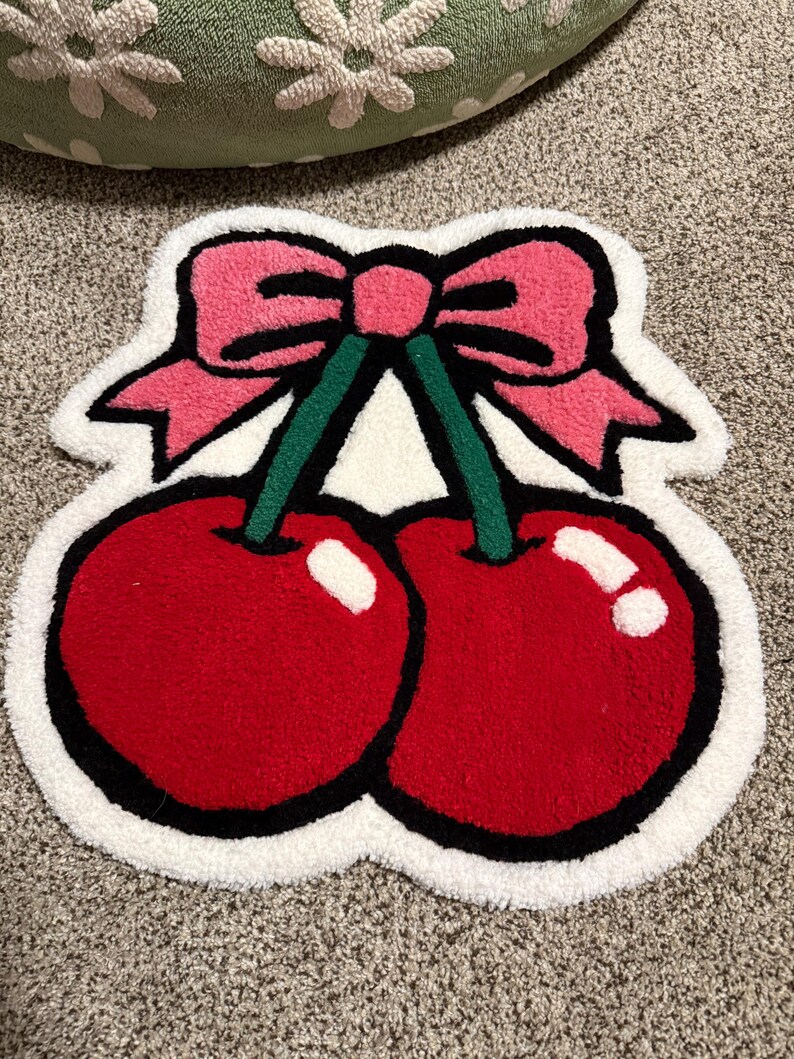 Handmade Cherry Bow Tufted Rug - Etsy