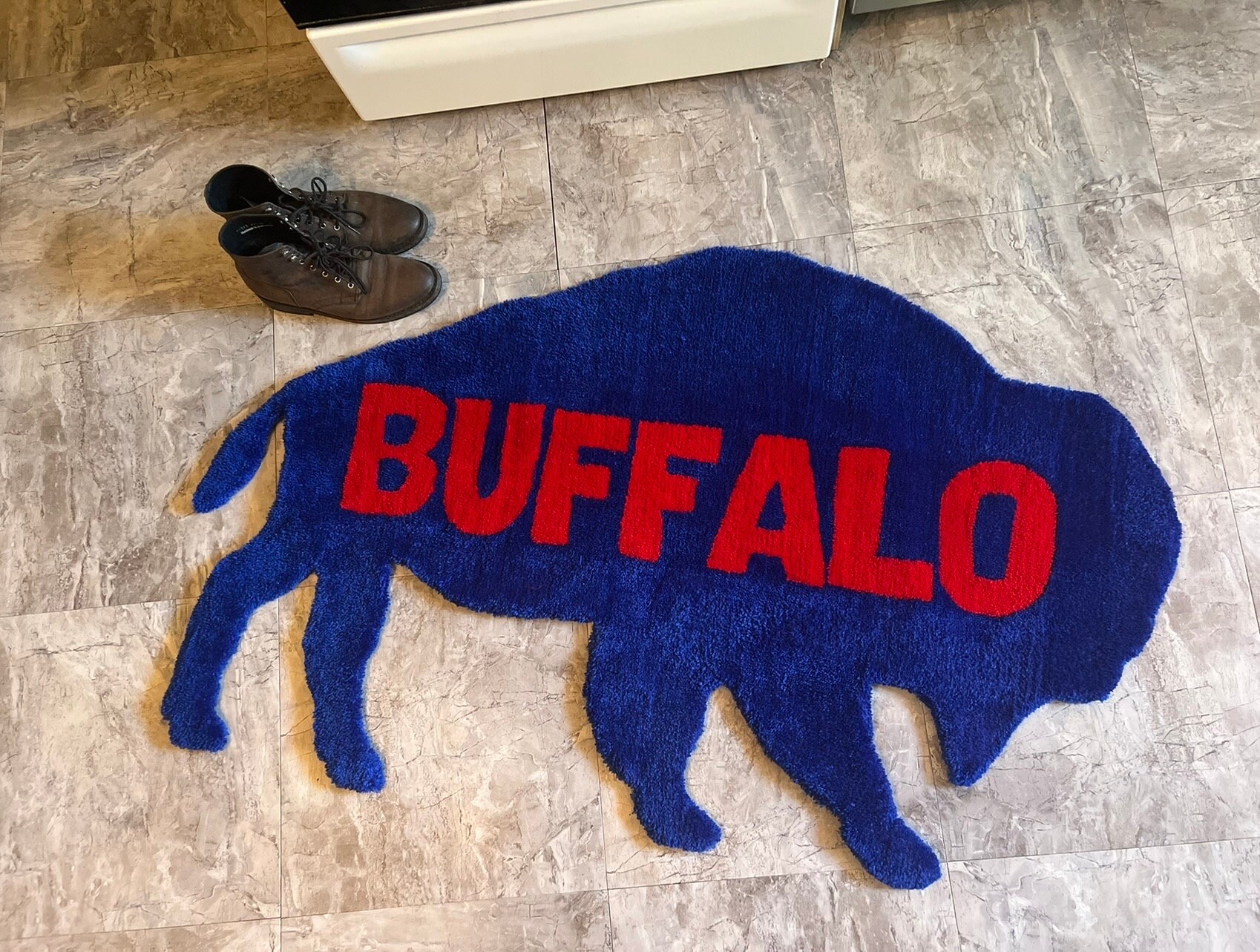 Fake Buffalo Rug Handmade Buffalo Rug Buffalo Bills Home Decor Bills Rug Bills Mafia ...