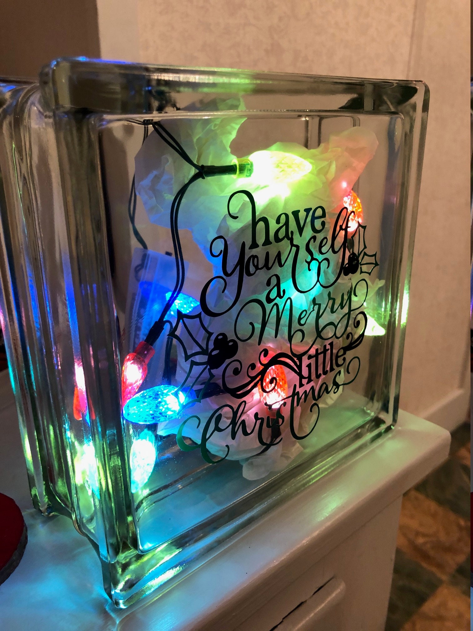 Decorated Glass Blocks Etsy