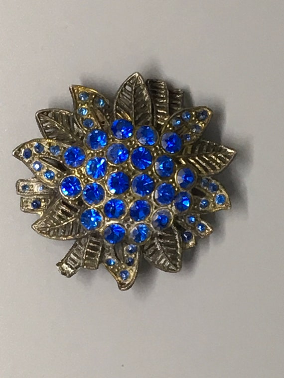 Blue sapphire and fern brooch - image 1