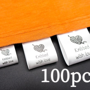 Etichette in tessuto da 100 pezzi per articoli fatti a mano / tag personalizzati per articoli fatti a mano Piegatura personalizzata sulle etichette Etichette di raso Etichette di abbigliamento Etichette di marca Tag