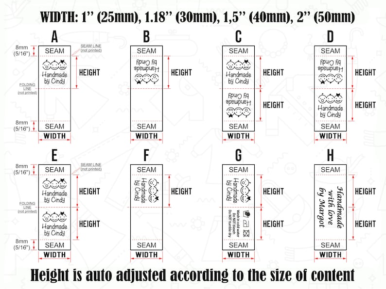 50pcs Custom Fabric Labels for Handmade Items | Satin Clothing Labels Wash Care Brand Tags Sew-in Fold Over Custom Logo Tags for Clothing image 5